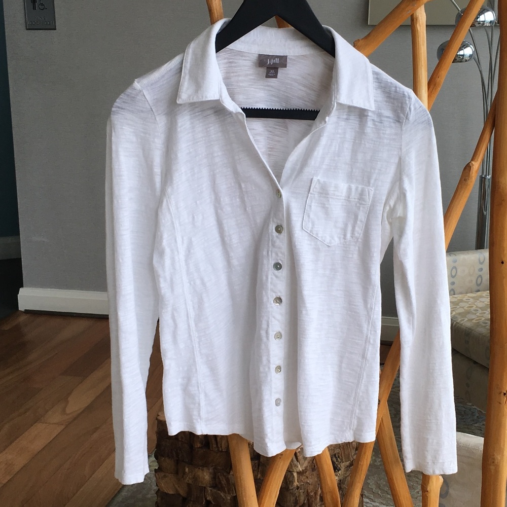 J. Jill Distressed Soft Cotton Button Shirt